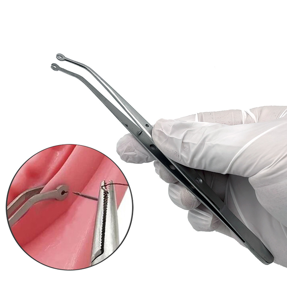 GUMO Dental Surgical Stitching Tweezer Cotton Dressing Forcep Slots Surgical Needle Tweezers Operati