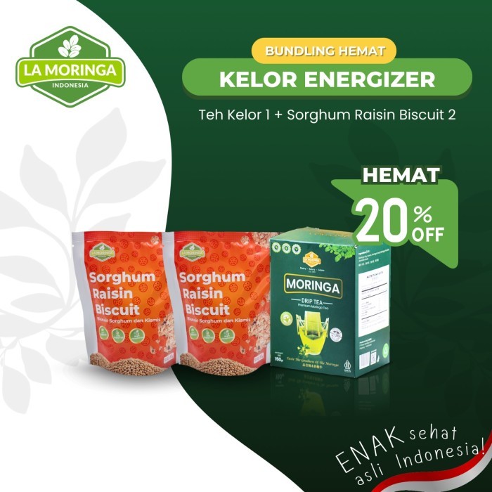 

Paket Bundling: Kelor Energizer Biskuit Sehat (Healthy Sorghum Raisin) + Teh Kelor (Moringa Drip