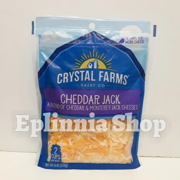 

Crystal Farms Cheddar Jack Cheese Shared 226 gr - Keju Campur Parut