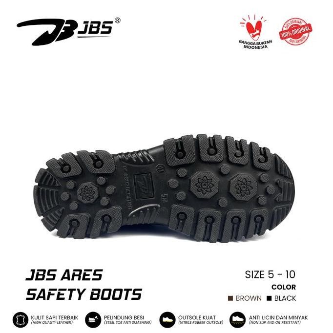 Sepatu safety JBS ARES / Sepatu Steel Toe Kulit Hitam Shoes Boots  Pria Tahan Benturan elegan sepatu