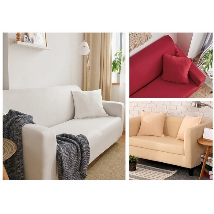 Sarung Cover Sofa Bed L 1 2 3 Seater Polos Waterproof Aesthetic Lesehan Minimalis Anti Air Duduk Dep