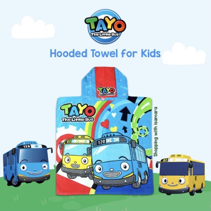 PROMO Iconix Tayo Hooded Towel for Kids / Handuk Hoodie Anak Karakter Tayo