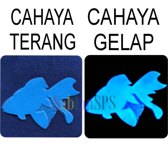 

terbaru !!! tinta sablon plastisol glow in the dark blue 200gr ready