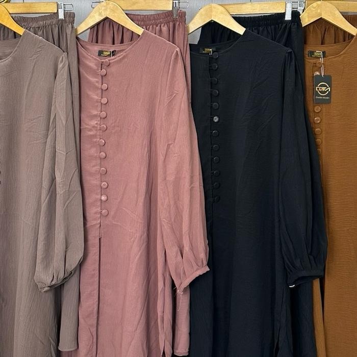 TERBARU DFM - INDI SET ROK TUNIK ONE SET TUNIK MELAYU BAHAN CRINKLE AIRFLOW