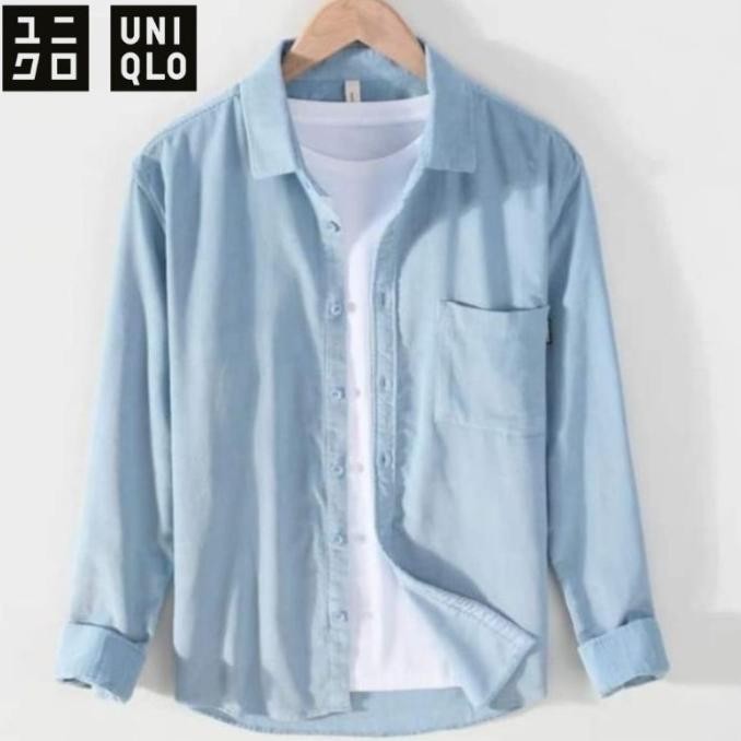 Kemeja uniqlo pria kemeja polos uniqlo lengan panjang