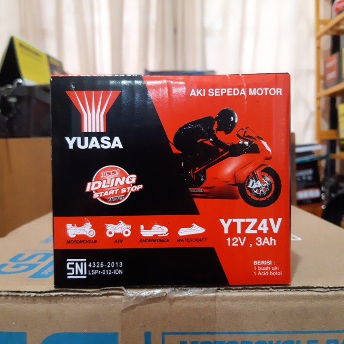 Aki Untuk Honda Beat, Mio, Vario 110, Vixion Yuasa Ytz4V Yuasa