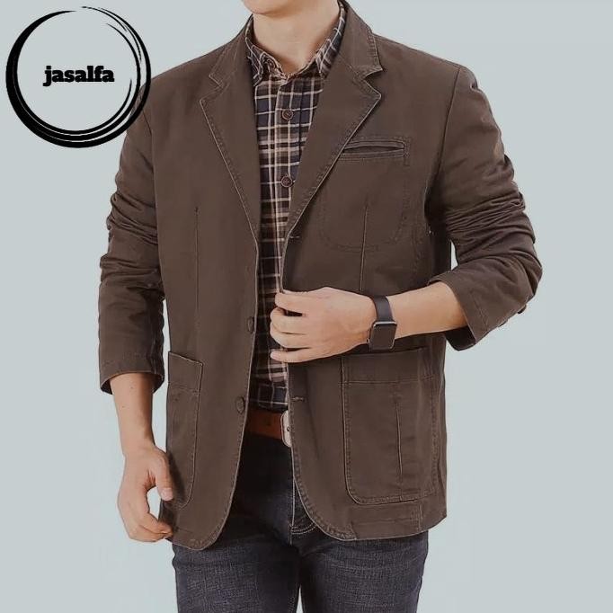 jas blazer pria terbaru - coklat tua - terlaris terbagus