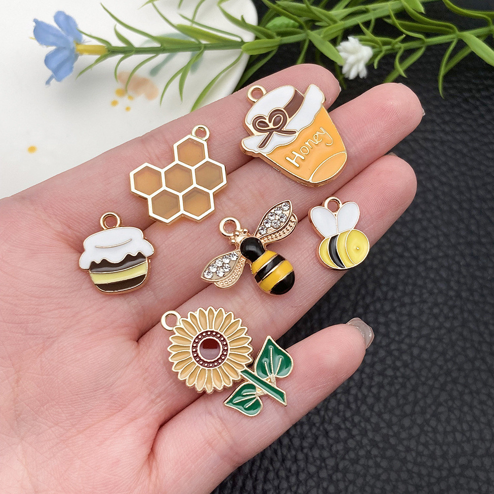 YELLOW ORANGE Enamel Charm Liontin Keychain Kalung Gelang DIY Lucu Kupu Hati Couple