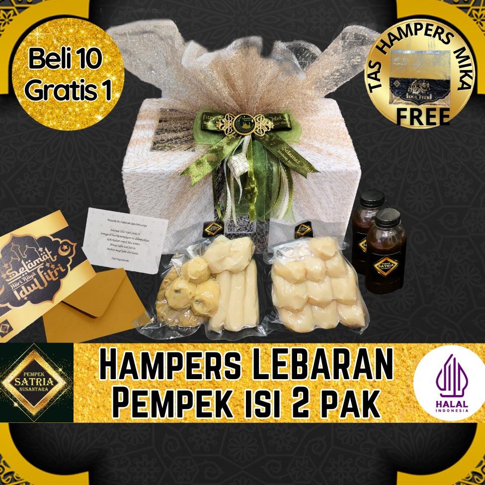 

Hampers Puasa Ramadhan Lebaran Idul Fitri parcel parsel gift kado mpek empek Pempek SATRIA beku frozen isi 2 pack