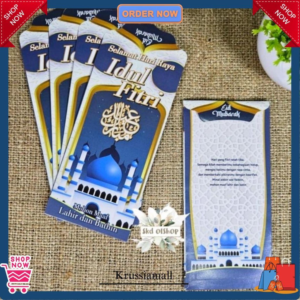 

50 Lembar Amplop Lebaran Idul Fitri Karakter Masjid Df Ukuran Panjang Mix 5 Gambar Original Produk