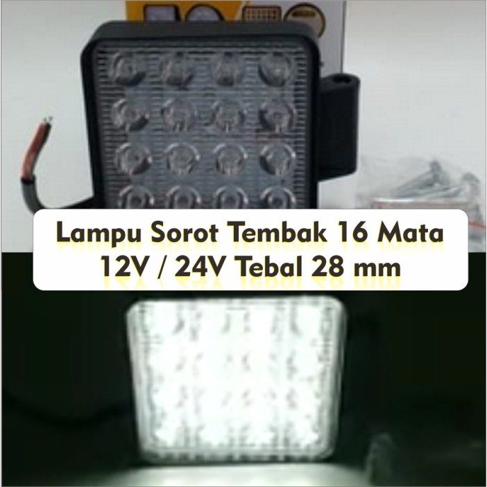 Lampu Tembak Sorot Cree Epistar 12V Dan 24 Volt 16 Led 48Watt