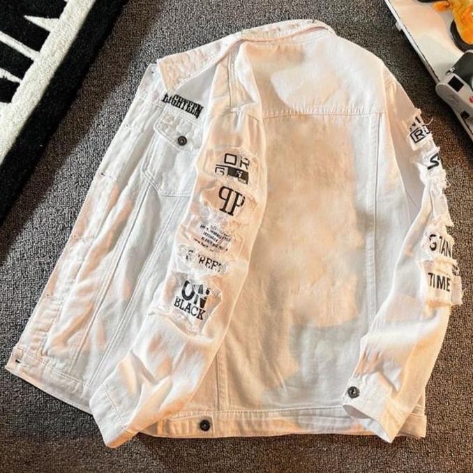 Promo Jaket Jeans Denim Motif Bordir Premium Jacket Atasan Pria Emblem Jins Cowok Tebal Lembut Nyama