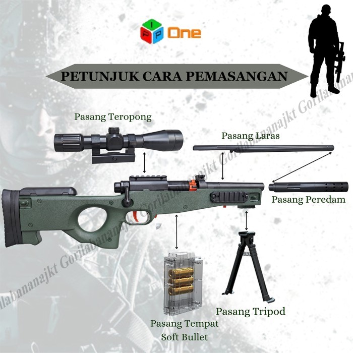 Mainan pistol pistolan AWM Sniper Tembak Tembakan
