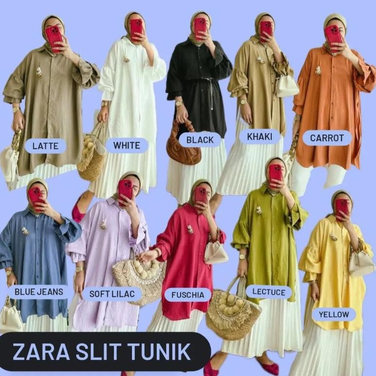 BERKUALITAS ZARA SLIT TUNIK / KEMEJA VIRAL/ TUNIK VIRAL / JUMBO