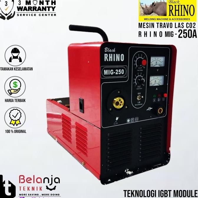 Rhino Welding Machine Black MIG 250 A Travo Trafo Las CO2 220V 1 Phase