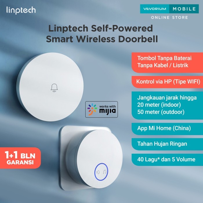 Xiaomi Linptech Bel Rumah Tanpa Baterai Tanpa Listrik Tanpa Kabel