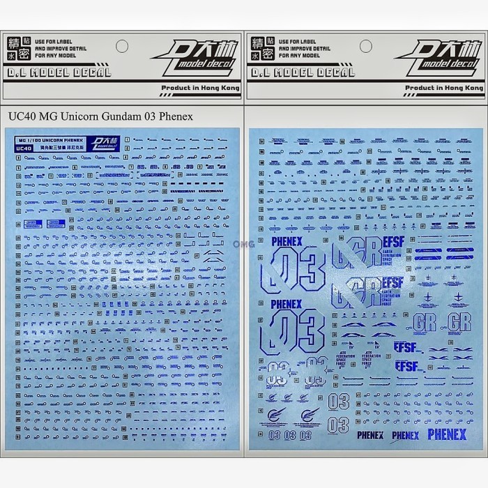 HOT SALE MG UNICORN GUNDAM 03 PHENEX BRONZE BLUE WATER DECAL DL MODEL DECAL