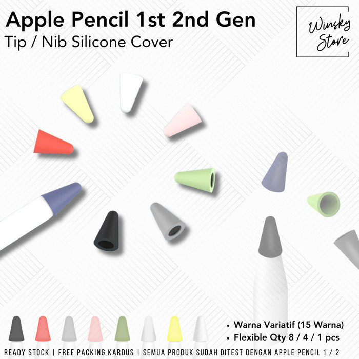 

Apple Pencil 1 / 2 Nib Tip Cover Protector Case - 8 pcs Mixed Color
