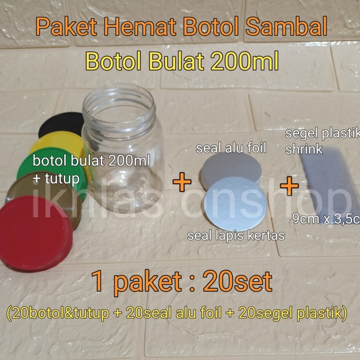 Penawaran Spesial Paket Hemat Botol Sambal Bulat 200Ml + Seal Alu Foil & Segel Plastik Snm5
