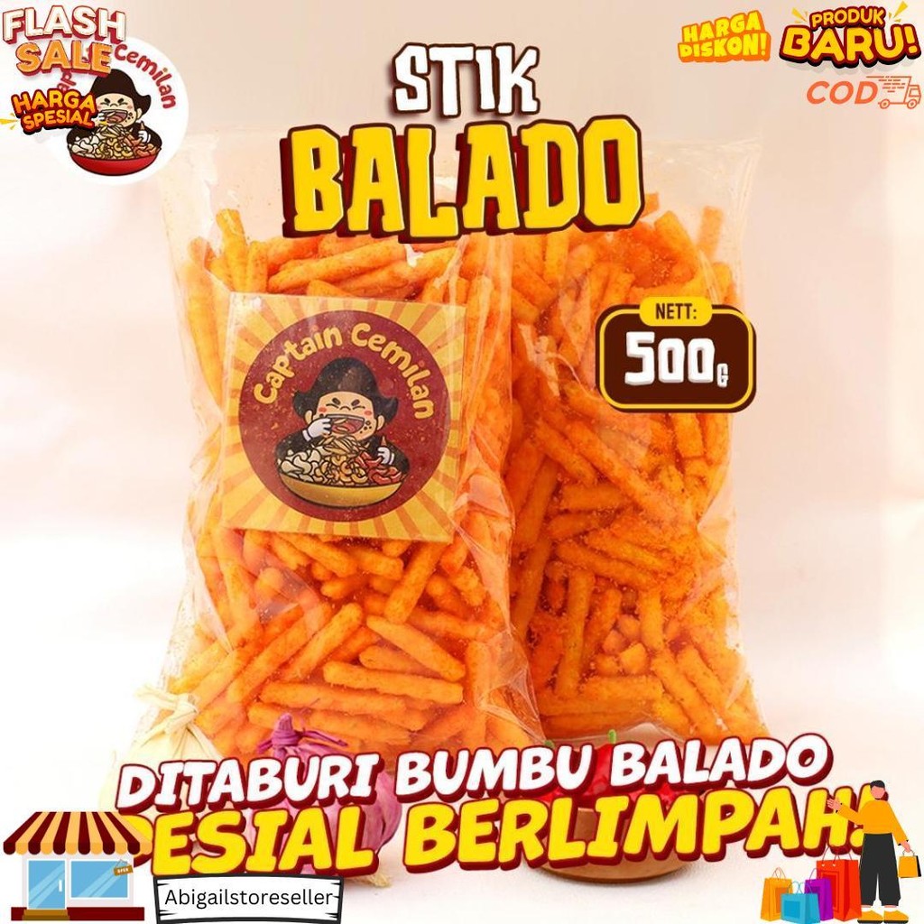 

500Gram Snack Stick Balado Cemilan Asin Gurih Captain Cemilan Snack Kiloan Makanan Ringan Cemilan D Promo Puncak