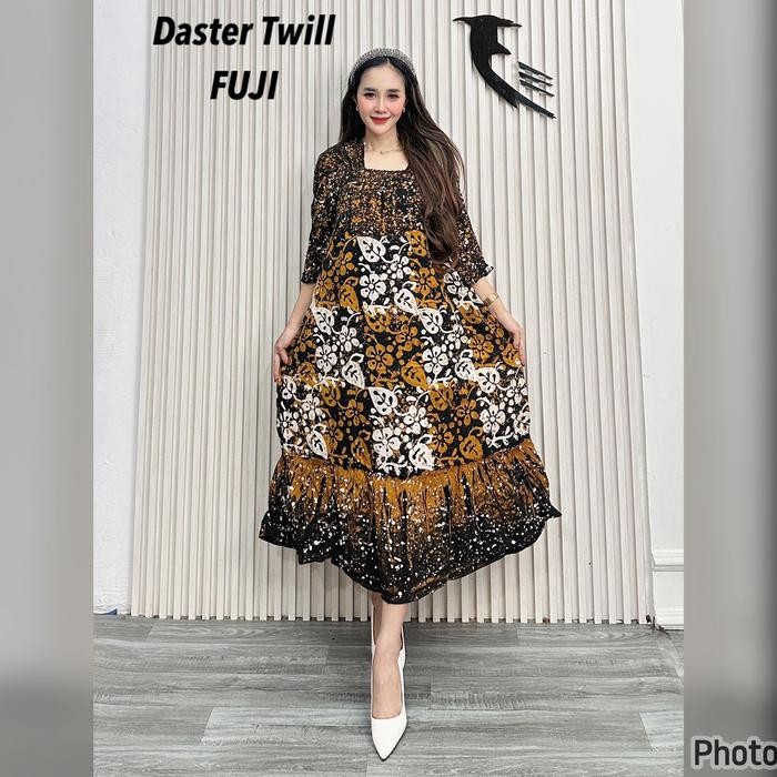 [Juragan Daster Twill] Daster Twill Fuji Cap Malaman Lengan Rempel 3/4 Size Standar Tanpa Busui