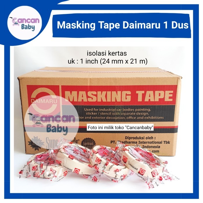 

Masking Tape 1 Inch Isolasi Lakban Kertas 24mm x 21m Daimaru 1 Dus