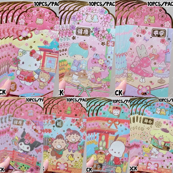 

Amplop Ang Pao Ampao Angpao 10 Pcs / Pack Spring Flowers Sanrio Original Hello Kitty Little Twin