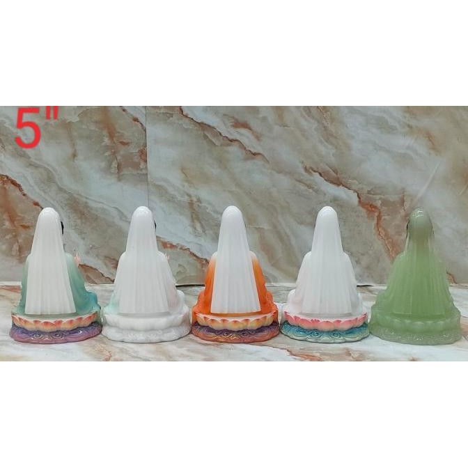 patung dewi kwan im / kwan in / kwan yin / guan yin - marmer - 5 inch - slendang - 24