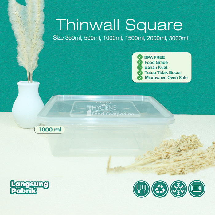 Lunch Box Square 1000Ml / Thinwall 1000Ml Persegi / Food Container
