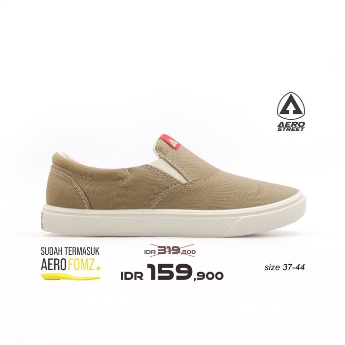 Aerostreet 37-44 Comfy Natural Khaki Khaki - Sepatu Slip On