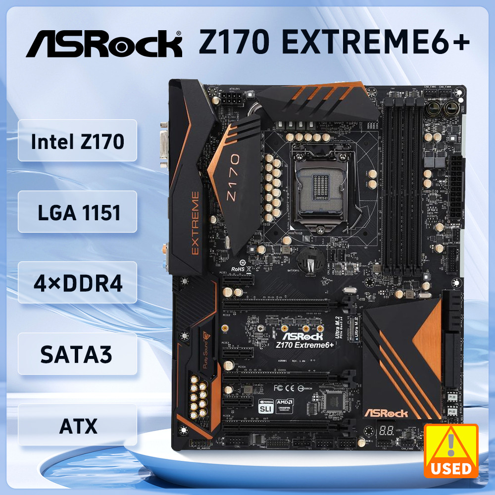 AQS ASRock Z170 Extreme6+ Motherboard  Intel Z170 LGA 1151 DDR4 64GB ATX Supports 7th/6th Gen Intel 