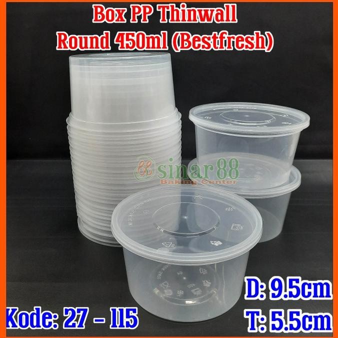 

$$$$] Box PP Bestfresh Round Thinwall 450ml 1 slop isi 25