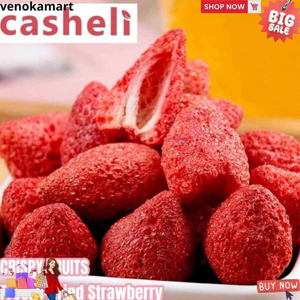 

Casheli Strawberry Kering Freeze Dried Utuh Premium Fresh Baru Crispy Original Sweet Taste D Gratis Ongkir