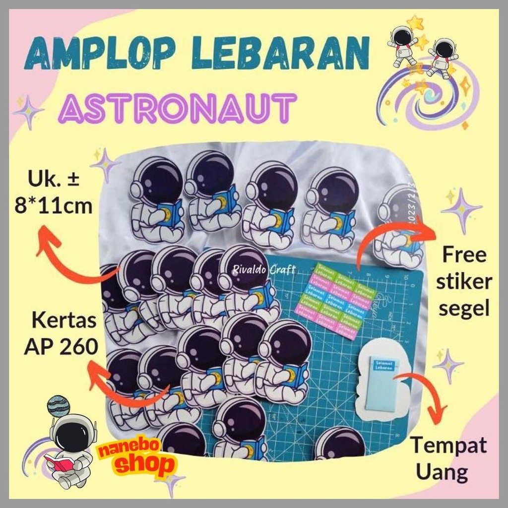 

(12Pcs) Amplop Lebaran Karakter Astronot Promo