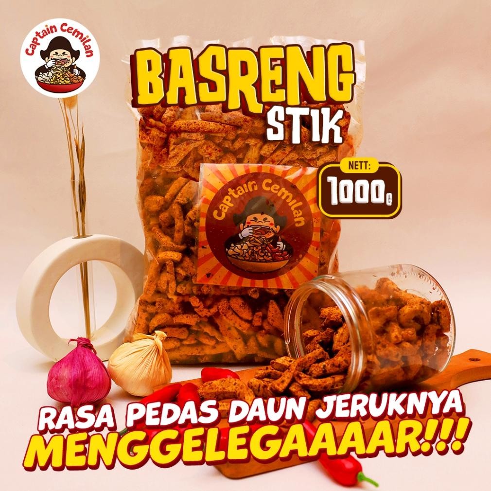 

1Kg Basreng Pedas Gurih Daun Jeruk renyah kriuk 1KG Captain Cemilan cemilan snack basreng kiloan