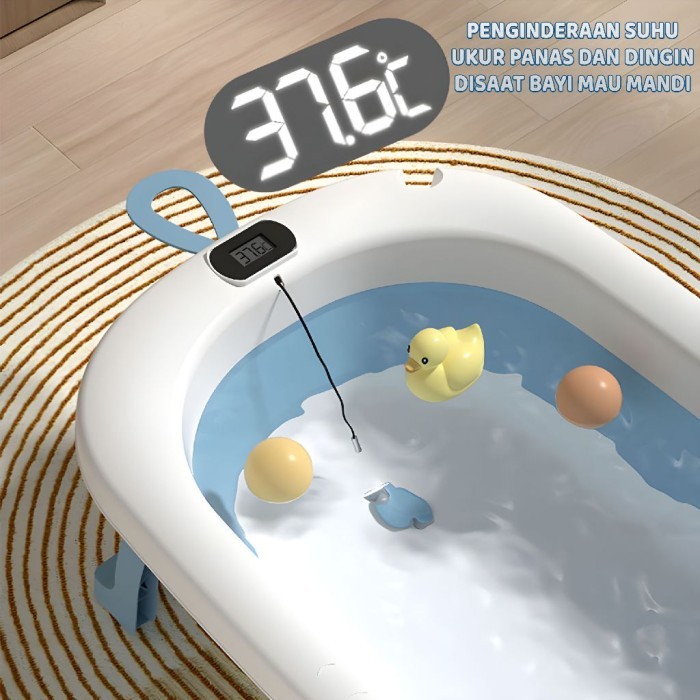 Dovana Bak Mandi Bayi Lipat Portable Baby Bathtub Thermometer Matras