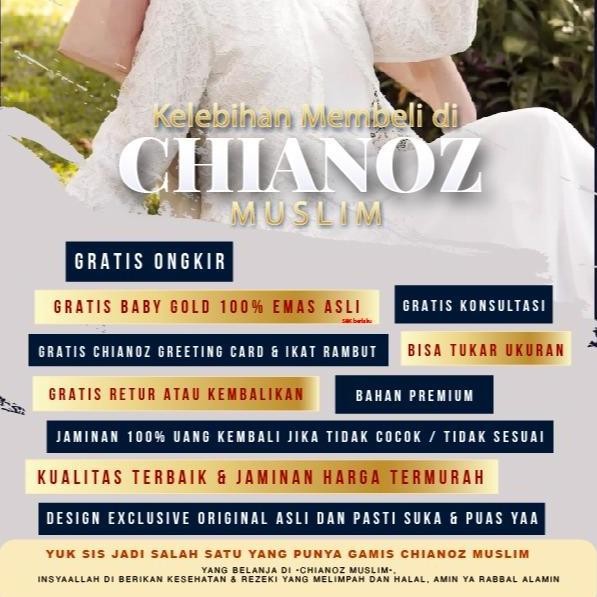 CHIANOZ Gamis Abaya Raisa Dress Putih Hitam Ceruti Mewah Premium Sifon Renda Payet Tanam Brukat Kaki