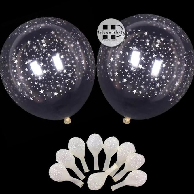 

=+=+=+] Balon Latex Transparan Motif Bintang 12 Inch Ecer