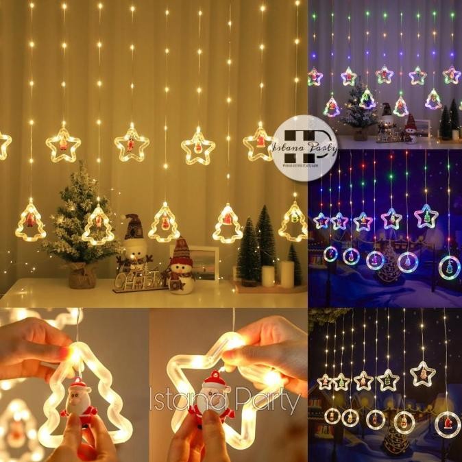 

\"\"\"\] Lampu Tirai Dekorasi Natal / Chrismast Lamp Star LED
