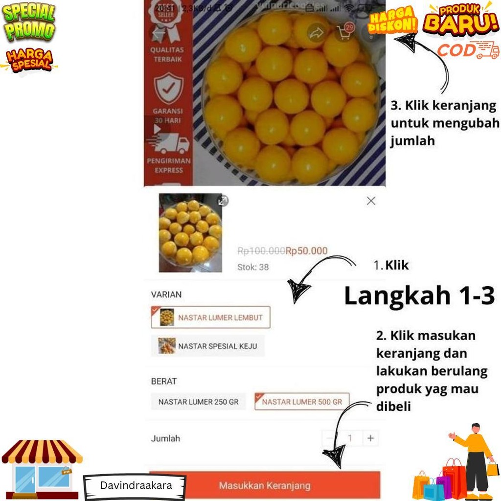 

Kue Kering Nastar Special Keju Bikin Nagih Kue Lebaran | Kue Kering Premium Nastar Keju Wisman Nanas Isi 250 Gram 1/4 Kg | Kue Nastar Isi Nanas Toping Keju Home Made | Kue Kering 250 Gram Nastar Spesial Keju 100% Nanas Asli | Nastar Lumer Dan Lembut 250Gr