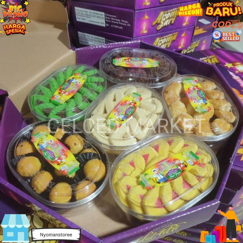 

Paket Kue Kering Lebaran Idul Fitri Isi 6 Macam Kue Aroma Sari | Kado Hampers Parcel Gift Ramadhan D Terlaris