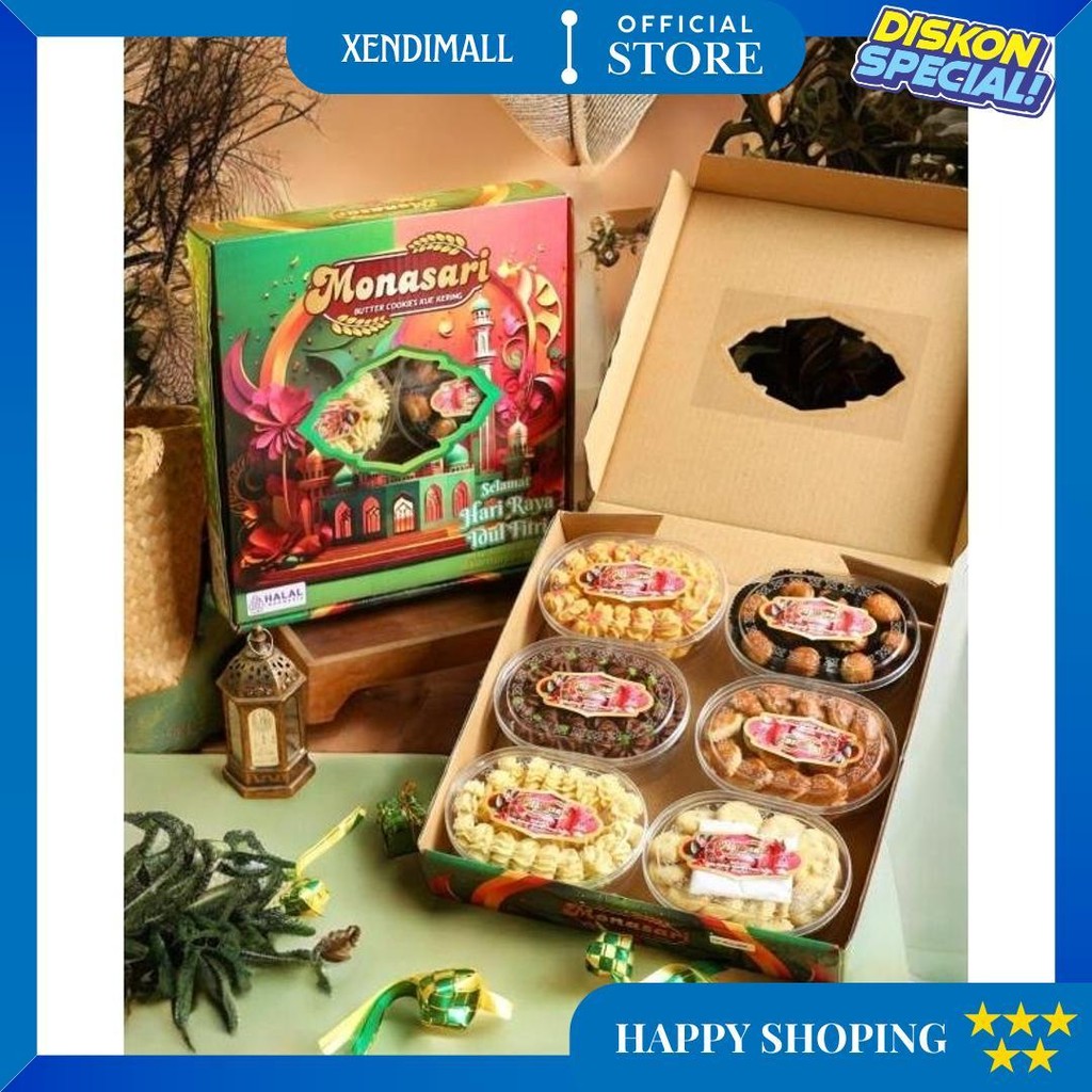 

Monasari Paket Kue Kering - Hampers Bingkisan Kue Lebaran 6 Toples D Best Seller