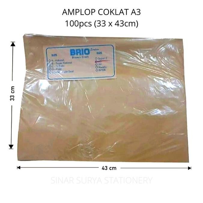 

Sale Amplop Coklat Brio A3 / Pak Isi 100Pcs