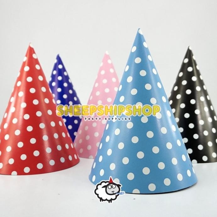 Produk Terbaik] TOPI ULANG TAHUN KERUCUT BESAR Polkadot Birthday Cone Party Hat
