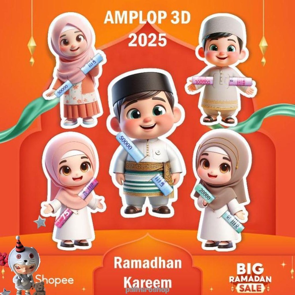 

(40Pcs) Amplop Lebaran Gemoy Karakter 3D Idul Fitri 2025 Uang Selip Peluk Angpao Thr Unik Diskon