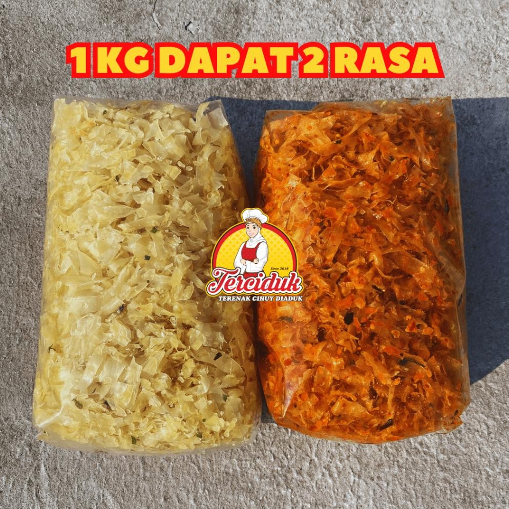 

TERCIDUK - KERIPIK SINGKONG KRIWIL CIKRUH MIX BUNDLING RASA BUMBU BASAH PEDAS DAUN JERUK 500G DAN ORIGINAL GURIH 500G