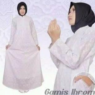 Baju Gamis Haji & Umroh Wanita-Gamis Putih-Tanpa Bergo-Setelan Celana