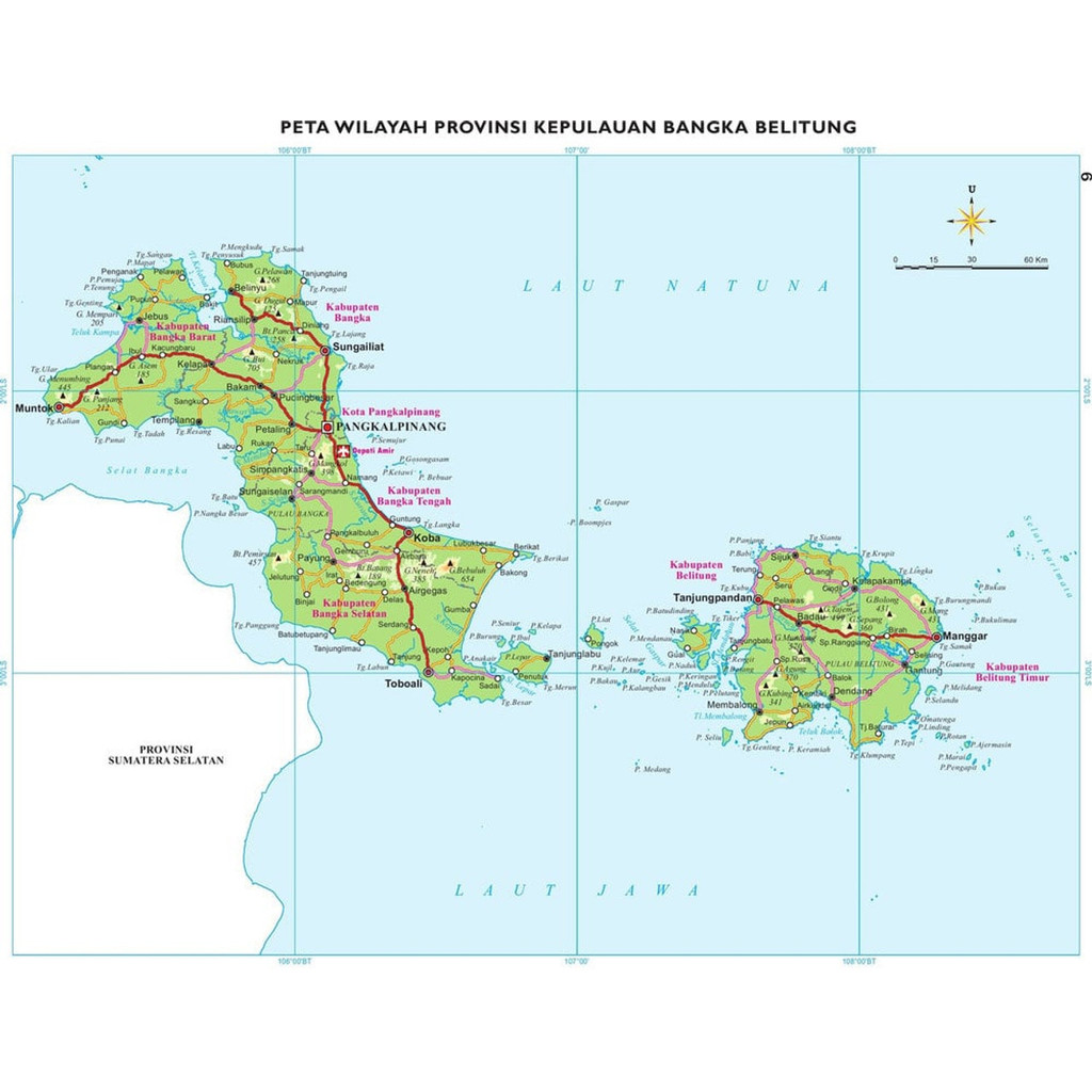 

Peta Kepulauan Bangka Belitung ukuran 72 x 102