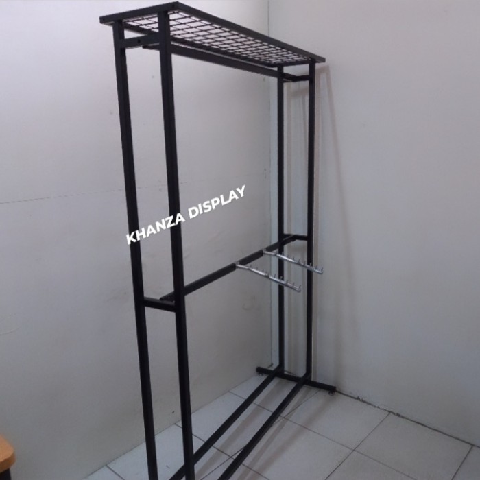 Rak baju besi gawangan baju 2 tingkat Tinnggi-200cm panjang 120cm