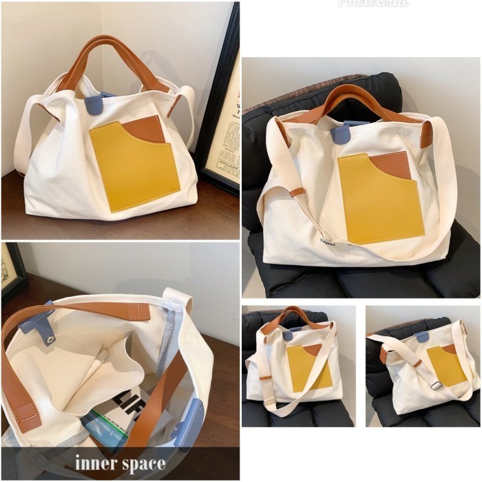 Korean Canvas Lady Bag / Canvas Tote Bag / Tas Slempang Wanita Korea